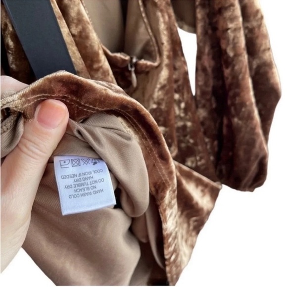 HOUSE OF HARLOW 1960 Jo Dress in Toffee Color Halter Mini Velvet Dress NWT - Picture 13 of 15